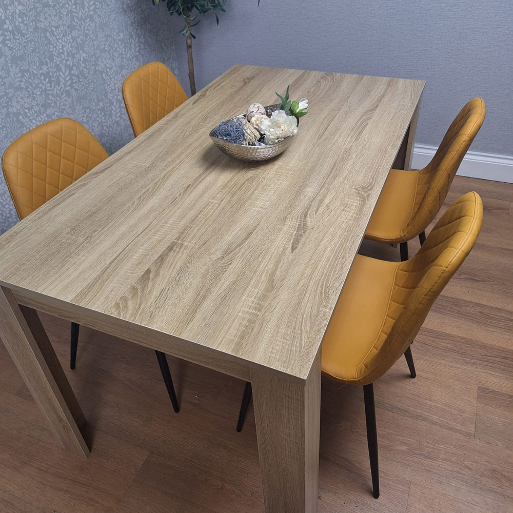 Kosy Koala 4 Seater Dining Table Set Oak Effect and Mustard Image 6