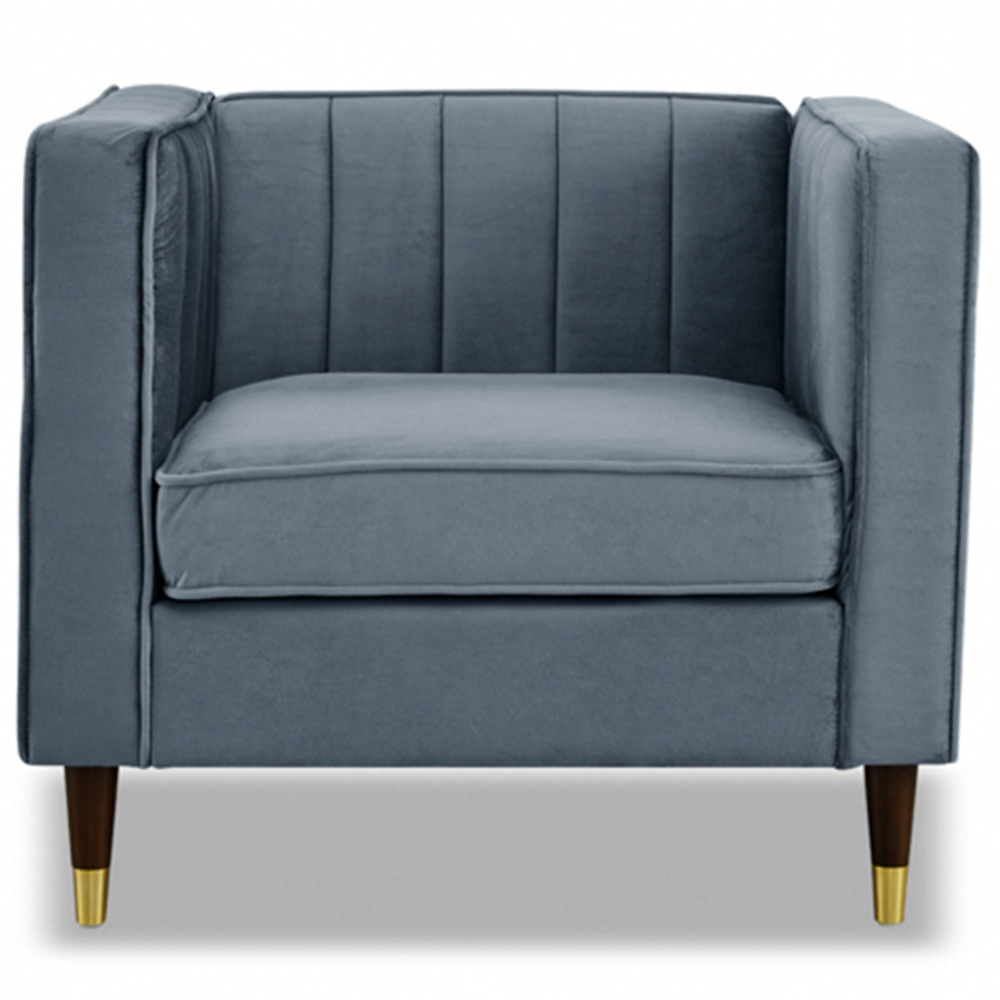 Home Detail Thomas Grey Velvet Sofa Chair Image 3