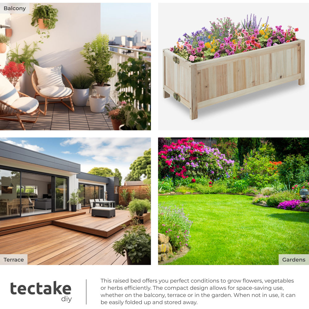 tectake 70 x 30cm Wooden Raised Garden Bed Image 7