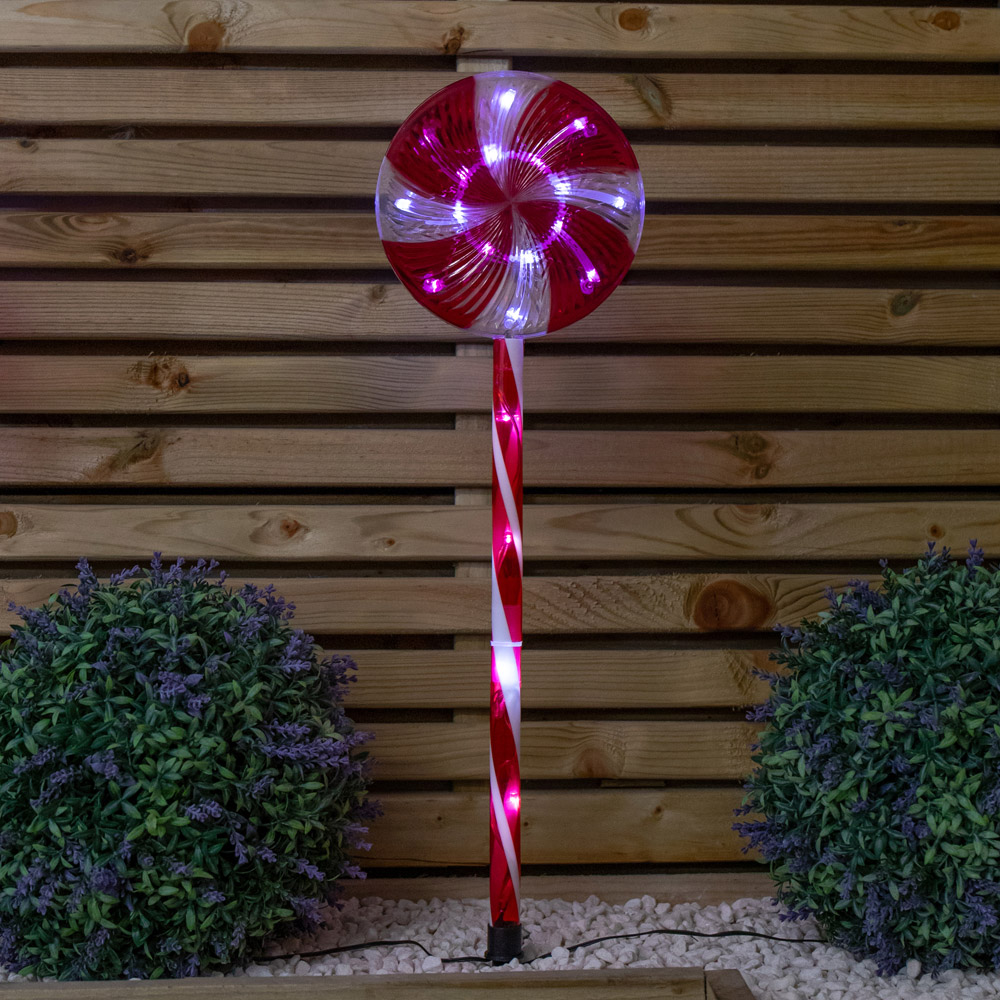 Samuel Alexander 63 White LED Red and White Candy Pop Christmas Path Light Image 4