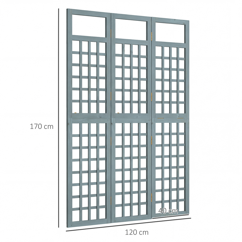 Outsunny 3 Panel Grey Wooden Foldable Room Divider Image 9
