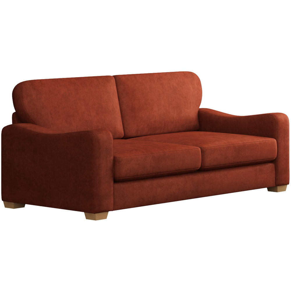 Theadford 3 Seater Marmalade Plush Velvet Fixed Back Sofa Image 2
