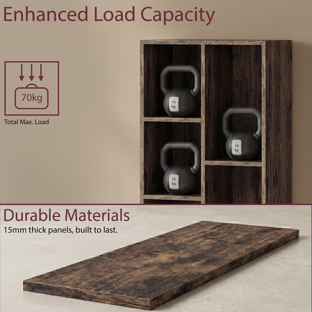 VIDA DESIGNS 7 Shelf Dark Wood Cube Storage Unit Image 7