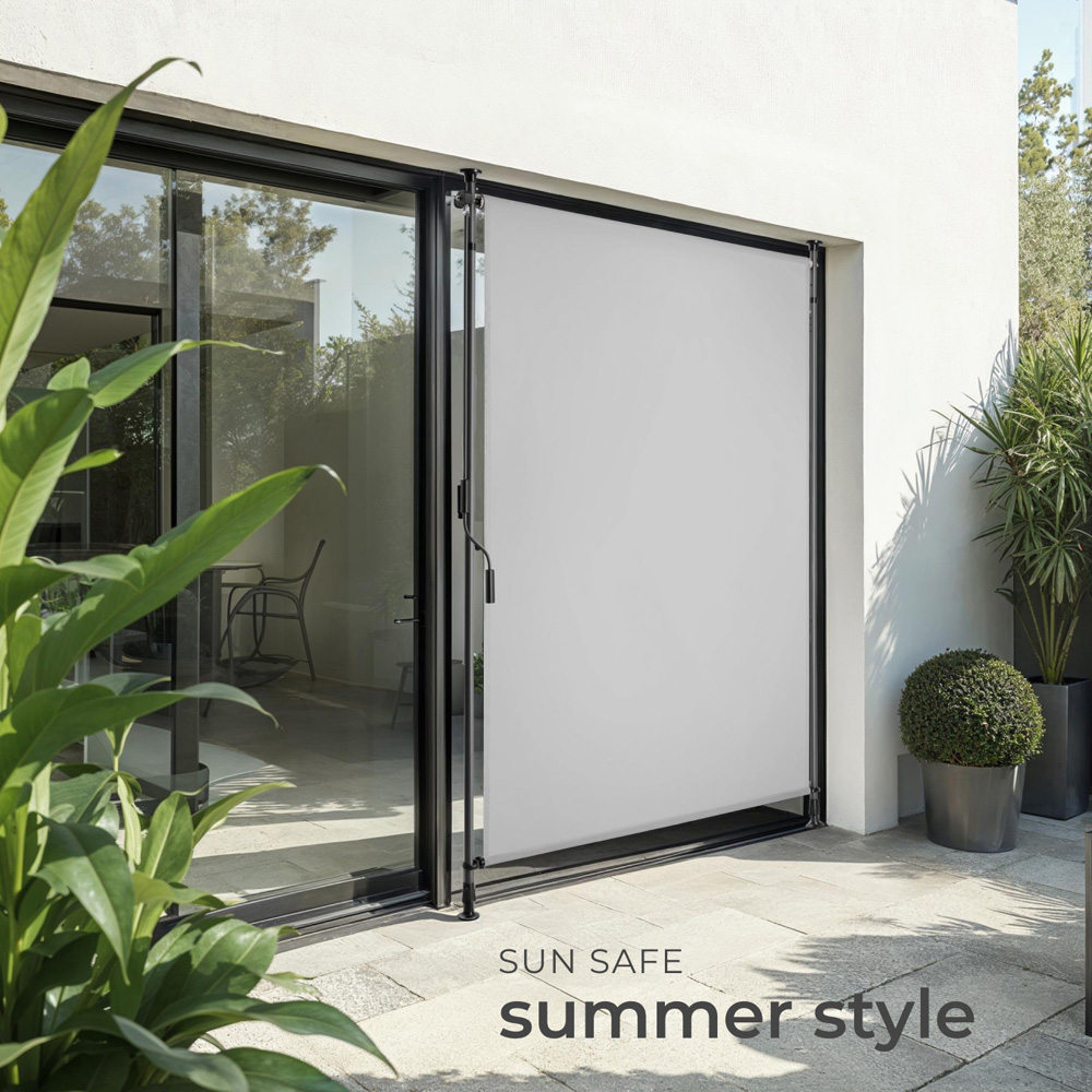 tectake Taija Light Grey Retractable Awning with hand crank 310 x 108cm Image 7