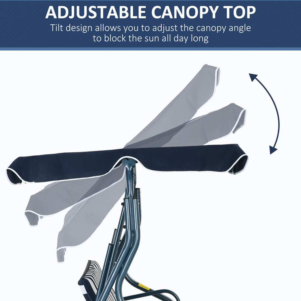 Outsunny 3 Seater Blue Swing Chair with Canopy Image 4