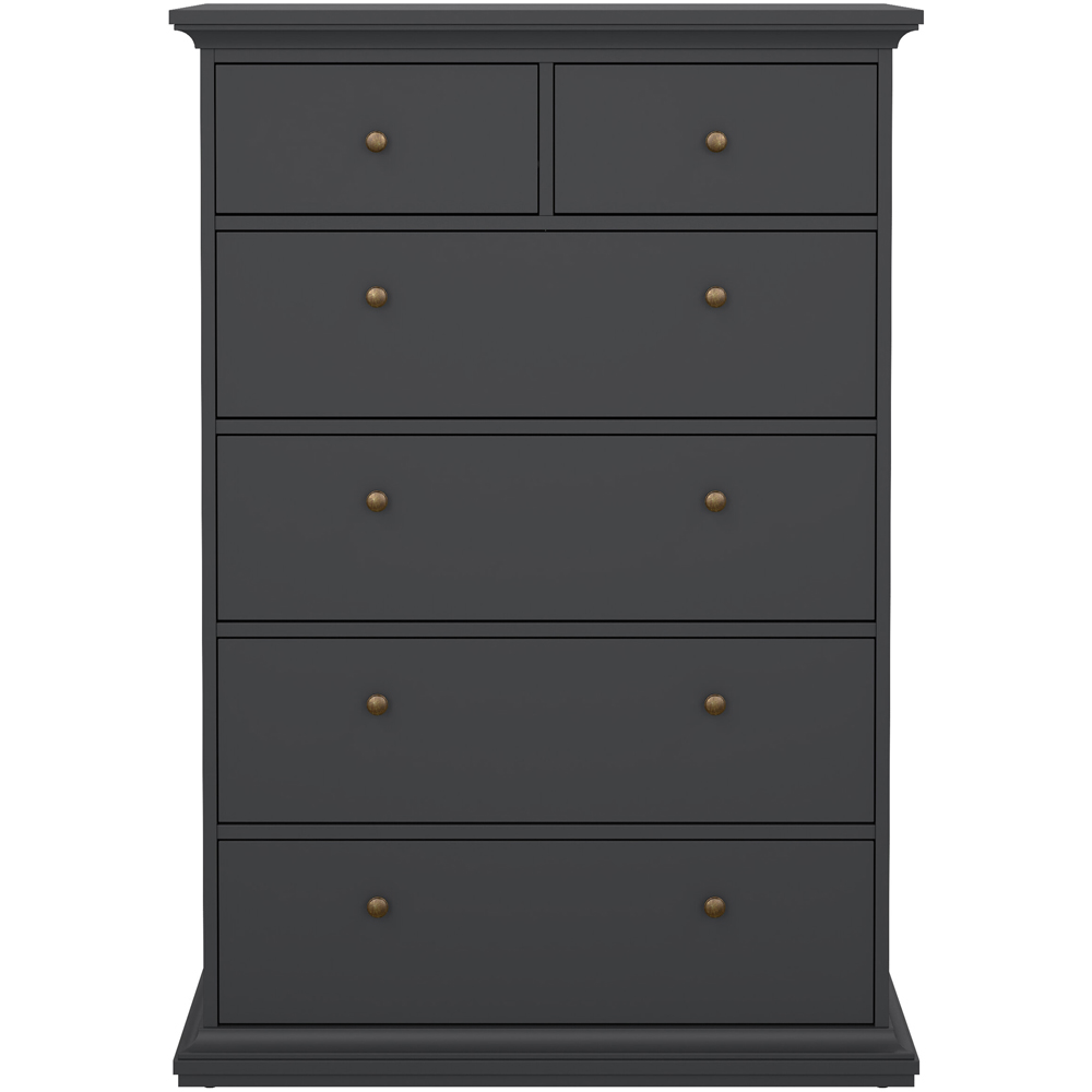 Florence Paris 6 Drawer Matt Grey Chest of Drawers Image 4