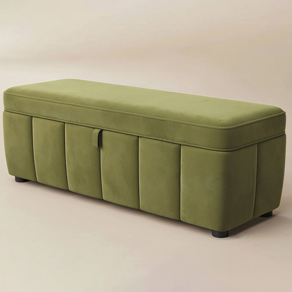 SOLACE+CO Emilie Green Velvet Blanket Box Image 3