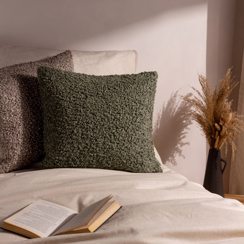 Yard Cabu Khaki Chunky Boucle Cushion Image 2