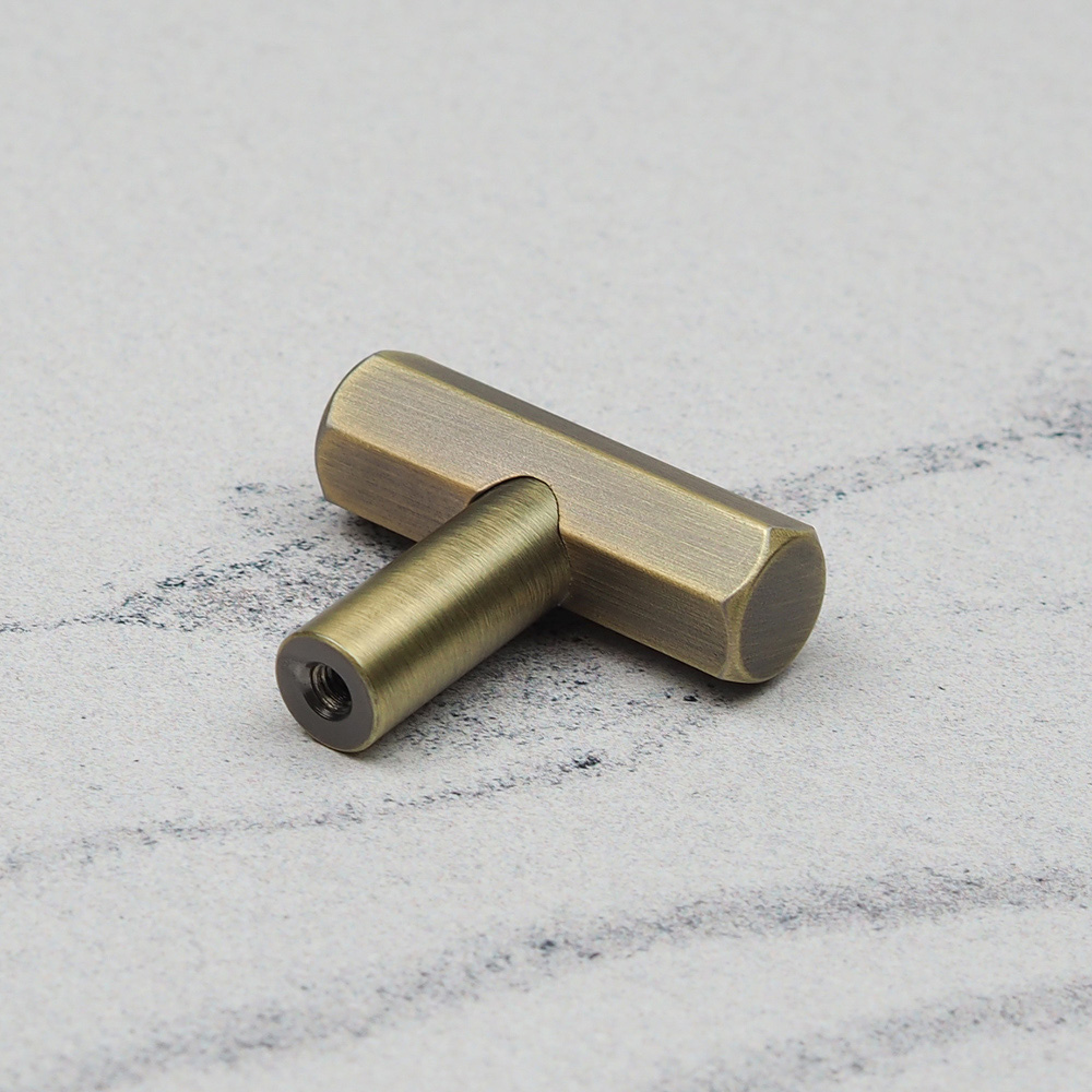 Handle & Home Antique Brass Hexagon T-Bar Pull Cupboard Knob 40mm Image 7