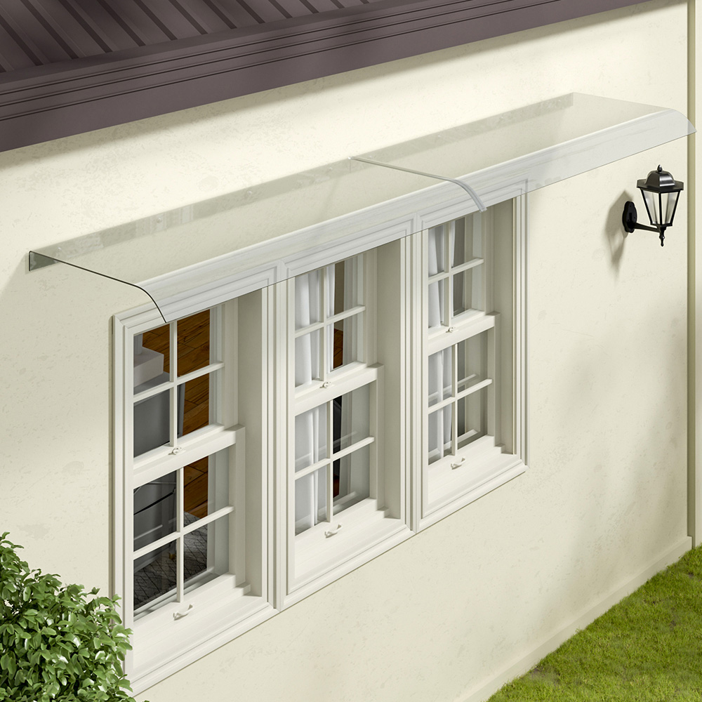 Living and Home Arched Transparent Window Door Awning Canopy 200cm Image 2