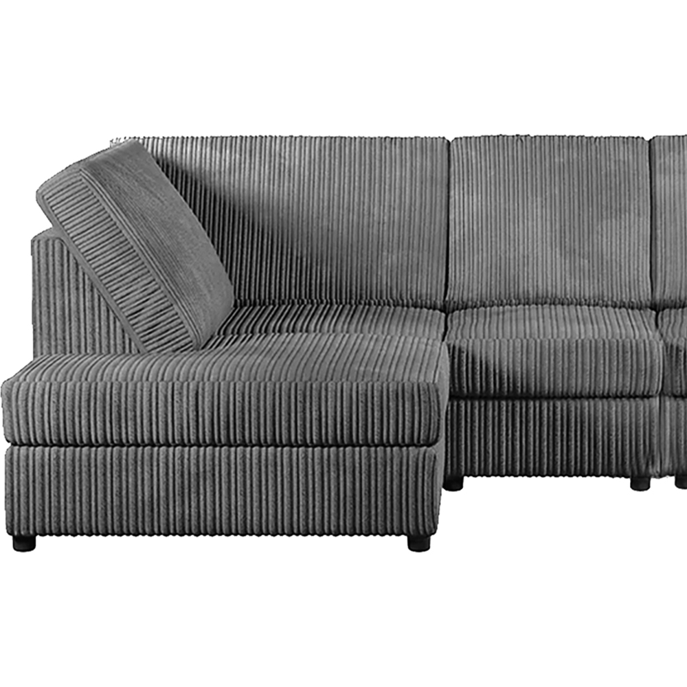 Luxor 4 Seater Grey Jumbo Cord Left Hand Facing Full Back L Shaped Corner Sofa Set Image 3