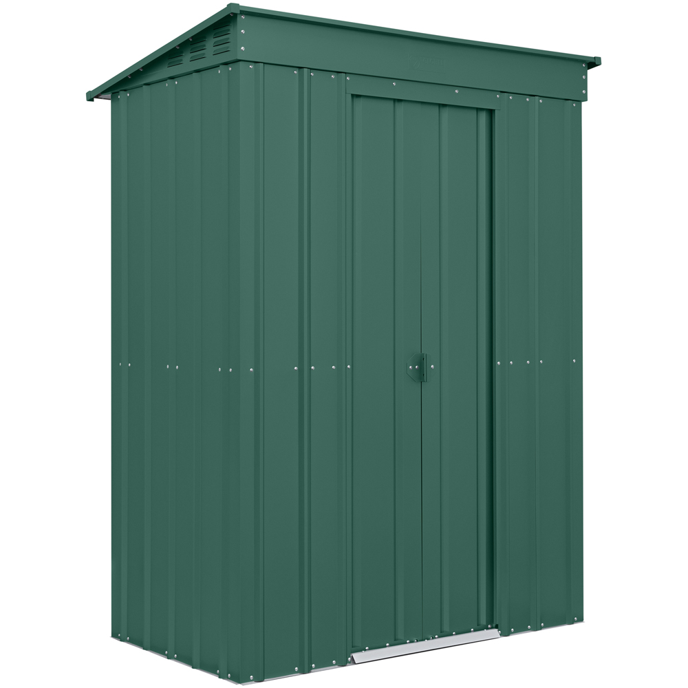 Globel 5 x 3ft 2 Door Green Metal Pent Garden Shed Image 1