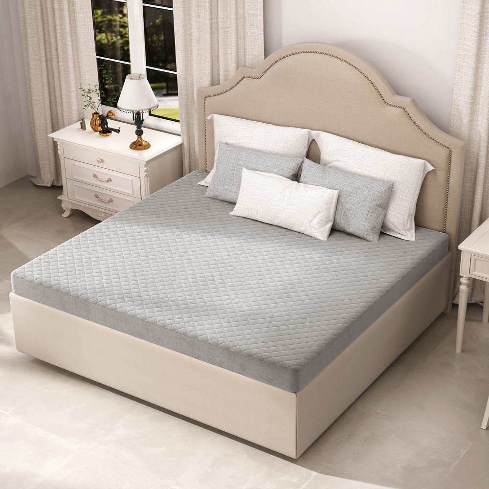 Costway King Size Grey Luxury Super Soft Velvet Mattress Protector Image 2