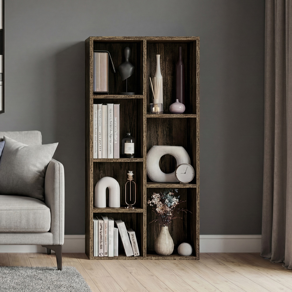 VIDA DESIGNS 7 Shelf Dark Wood Cube Storage Unit Image 3