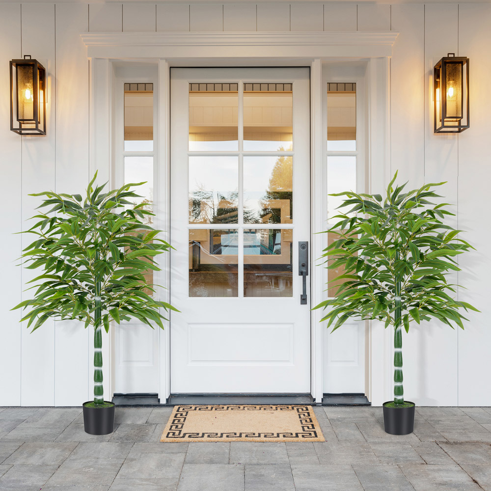Costway Artificial Bamboo Tree in Plastic Nursery Pot 125cm 2 Pack Image 2