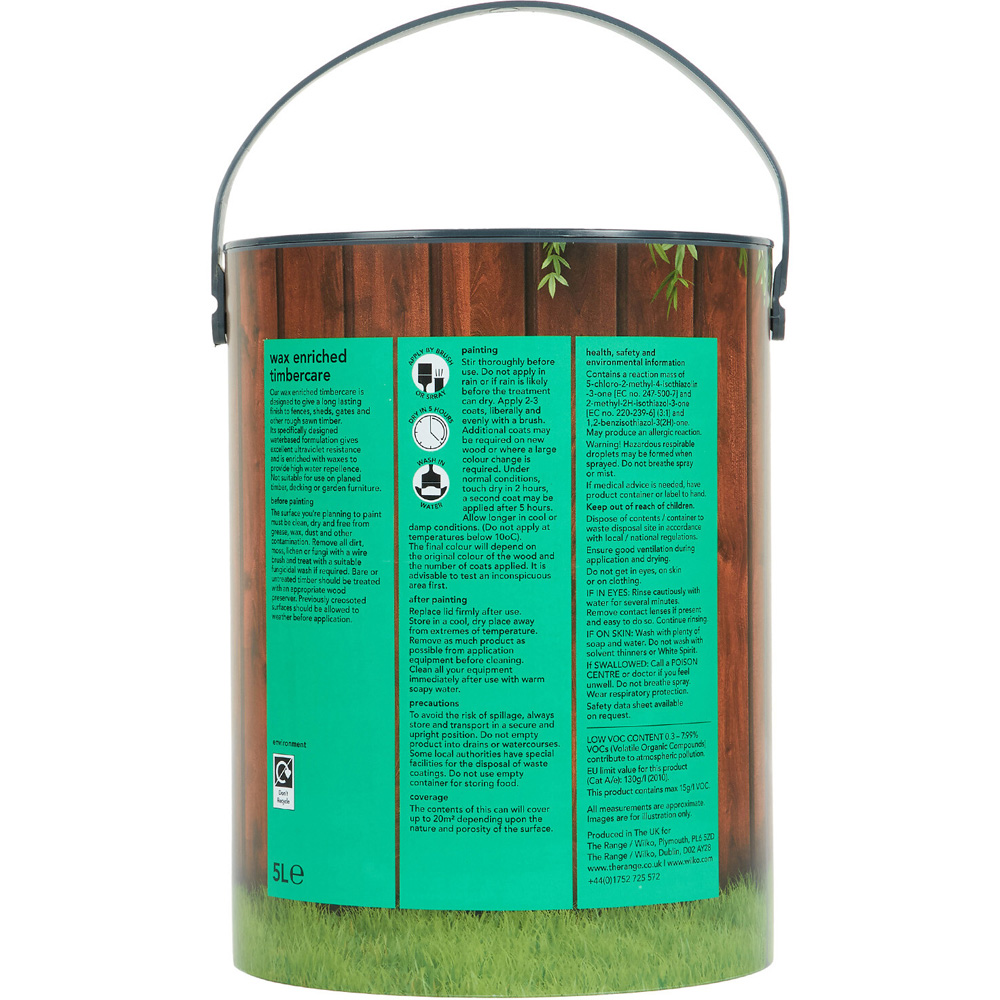 Wilko Wax Enriched Timbercare Black Wood Paint 5L Image 4