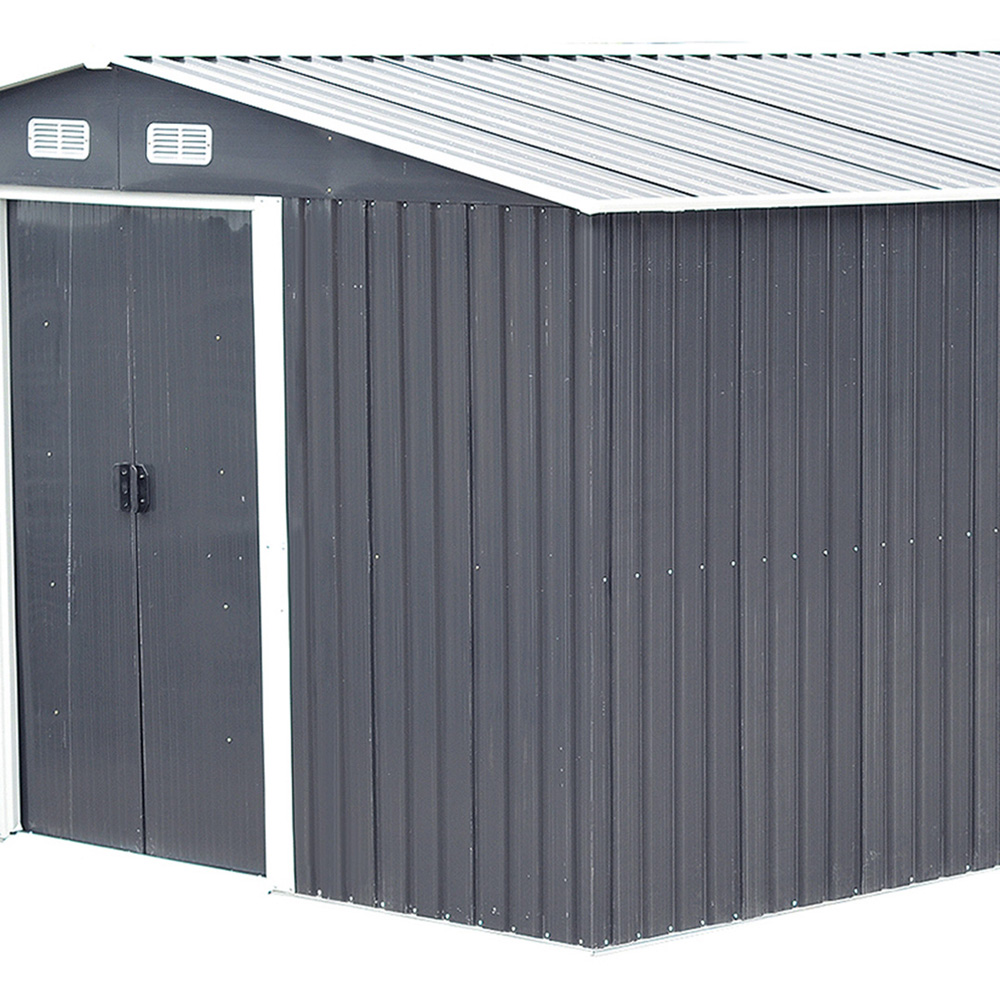 Living and Home 6.6 x 12.3 x 10.2ft Grey Peaked Steel Tool Storage Shed Image 4