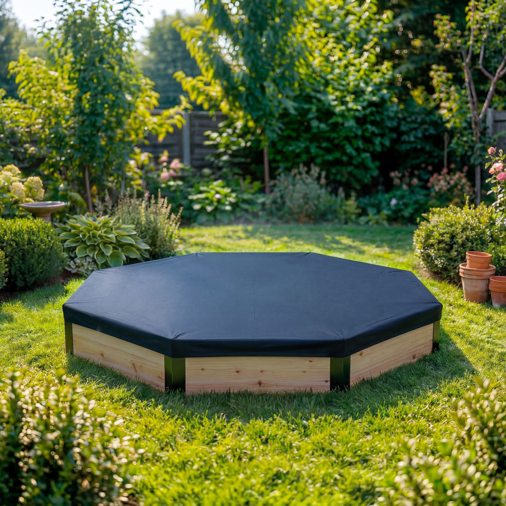 Charles Bentley Wooden Sandpit with Seating and Cover Image 8