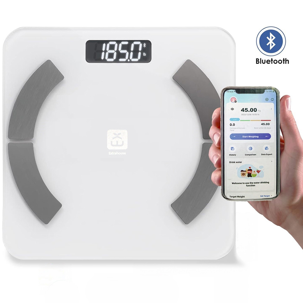 ExtraStar White Smart Digital Bathroom Weighing Scale with 17 Body Measurements Image 2