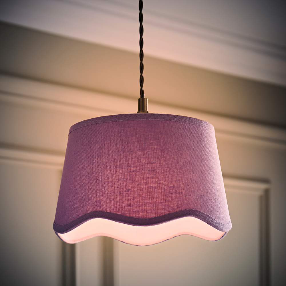 ValueLights Mabel Lilac Linen Scallop Edge Small Lamp Shade Image 2