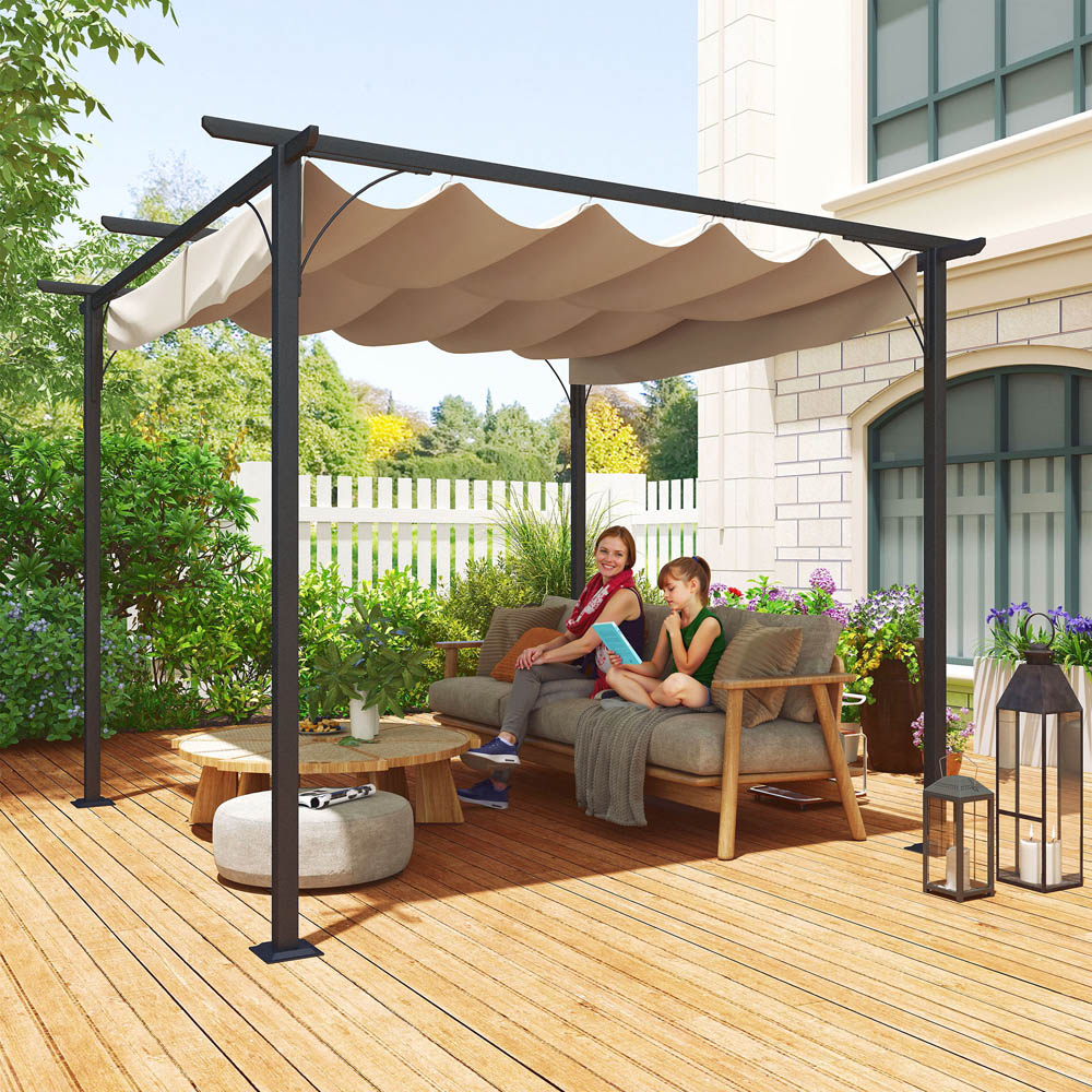 Outsunny 3 x 3m Cream Metal Pergola Image 5