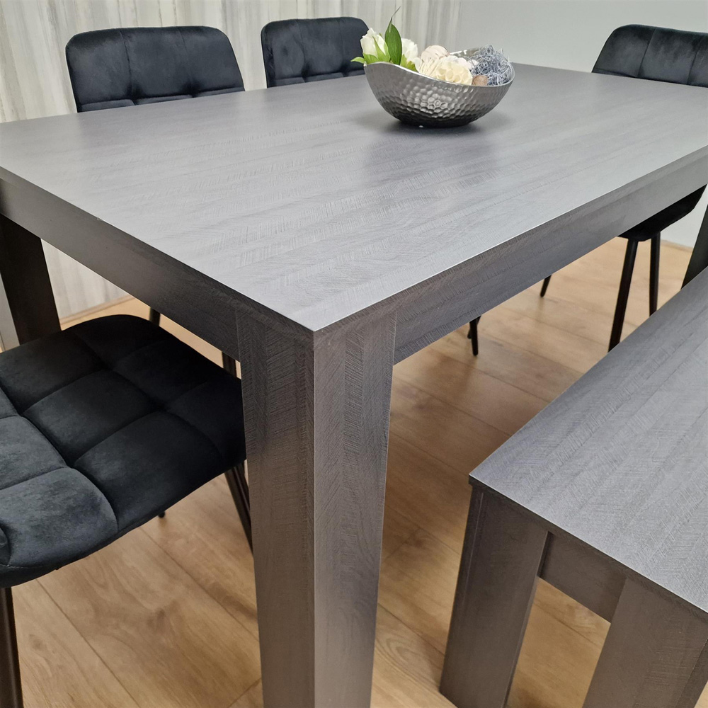 Portland 6 Seater Dining Set Dark Grey and Black Image 4