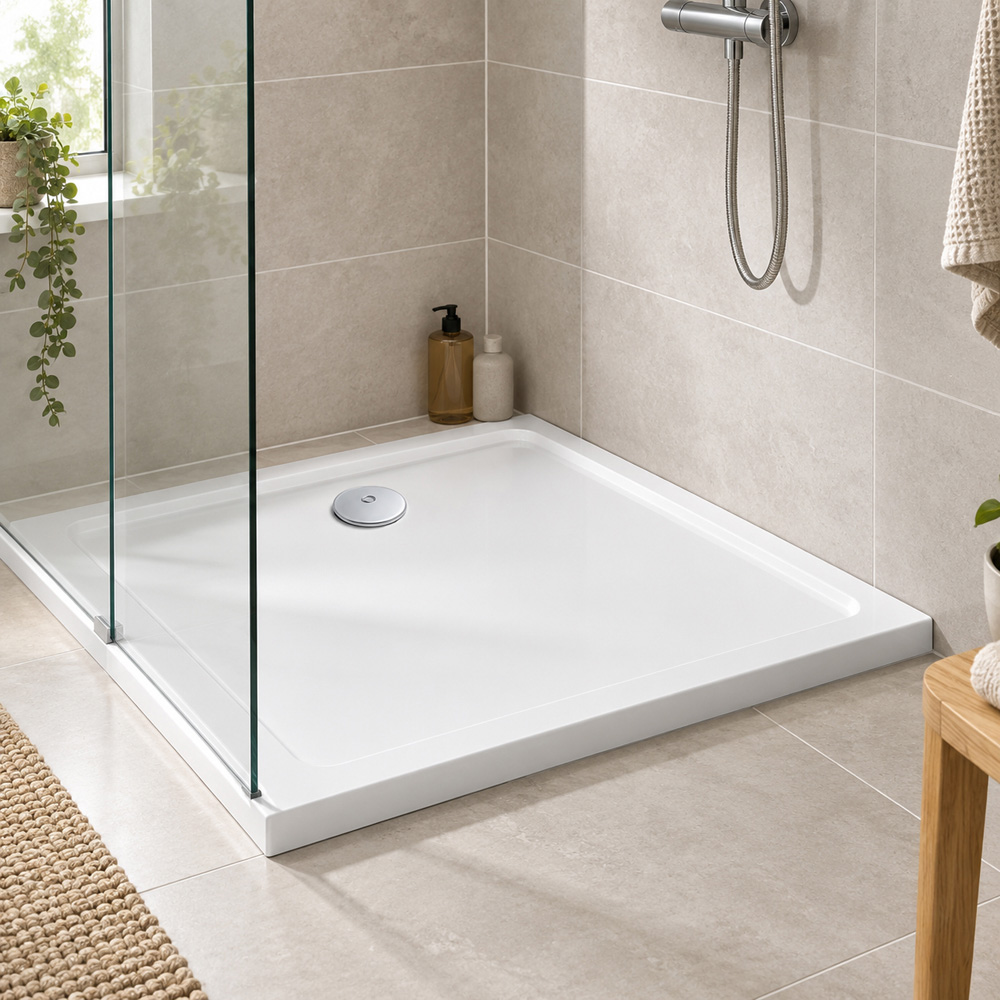 Go Bathrooms 30mm White Low Profile Square Shower Tray 900 x 900mm Image 4