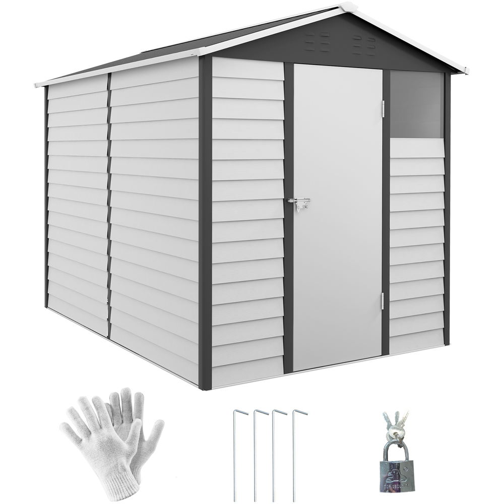 Outsunny 9 x 6ft Dark Grey Storage Metal Shed Image 3