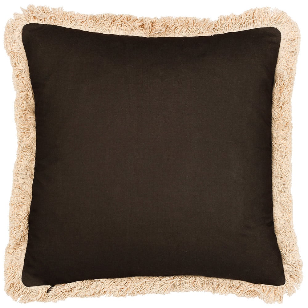 Paoletti Colonial Espresso Palm Fringed Cushion Image 3