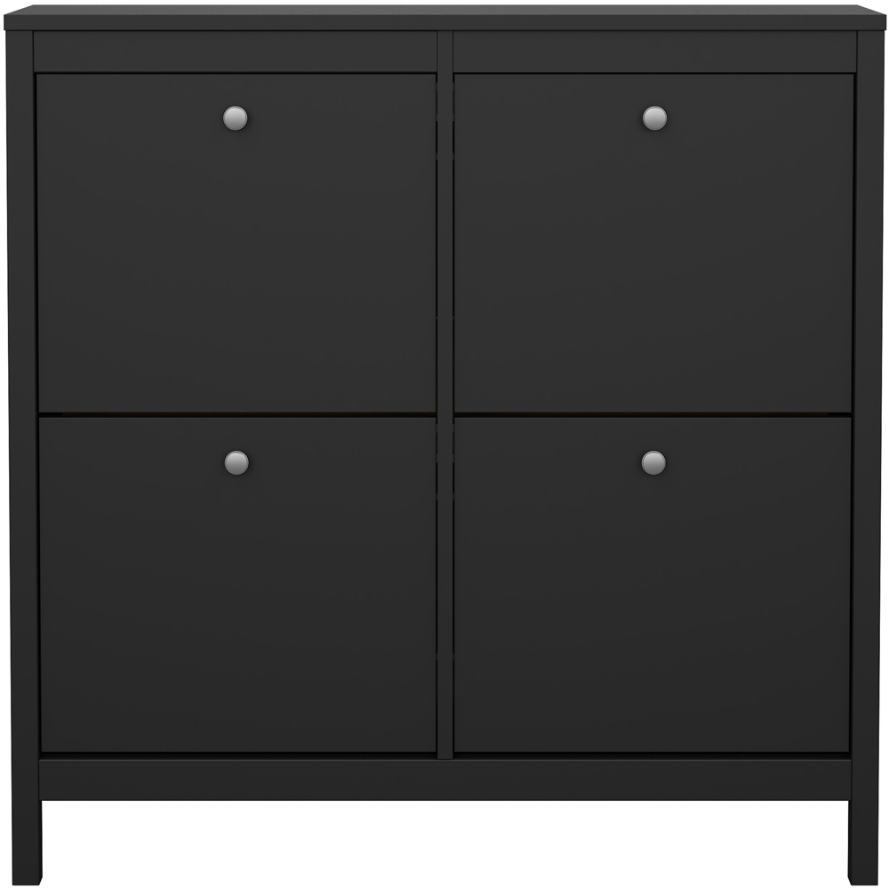 Florence Madrid 4 Flip Down Doors Matt Black Shoe Cabinet Image 3