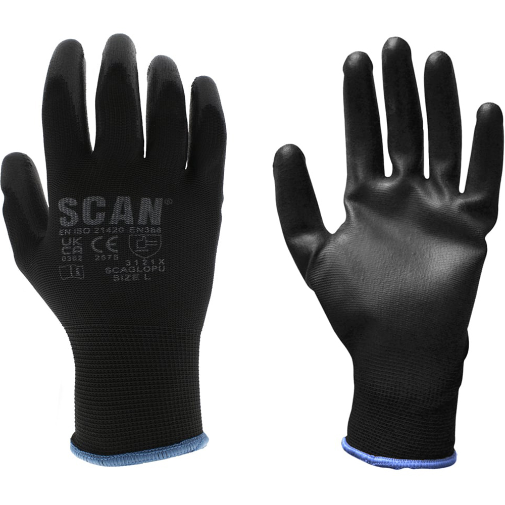 Scan Size 8 Black PU Coated Glove 12 Pack Image 1
