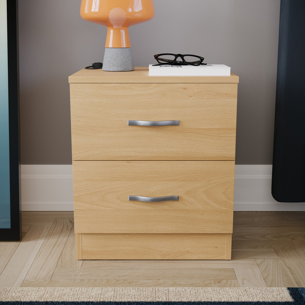 Vida Designs Riano 2 Drawer Pine Bedside Table Image 7
