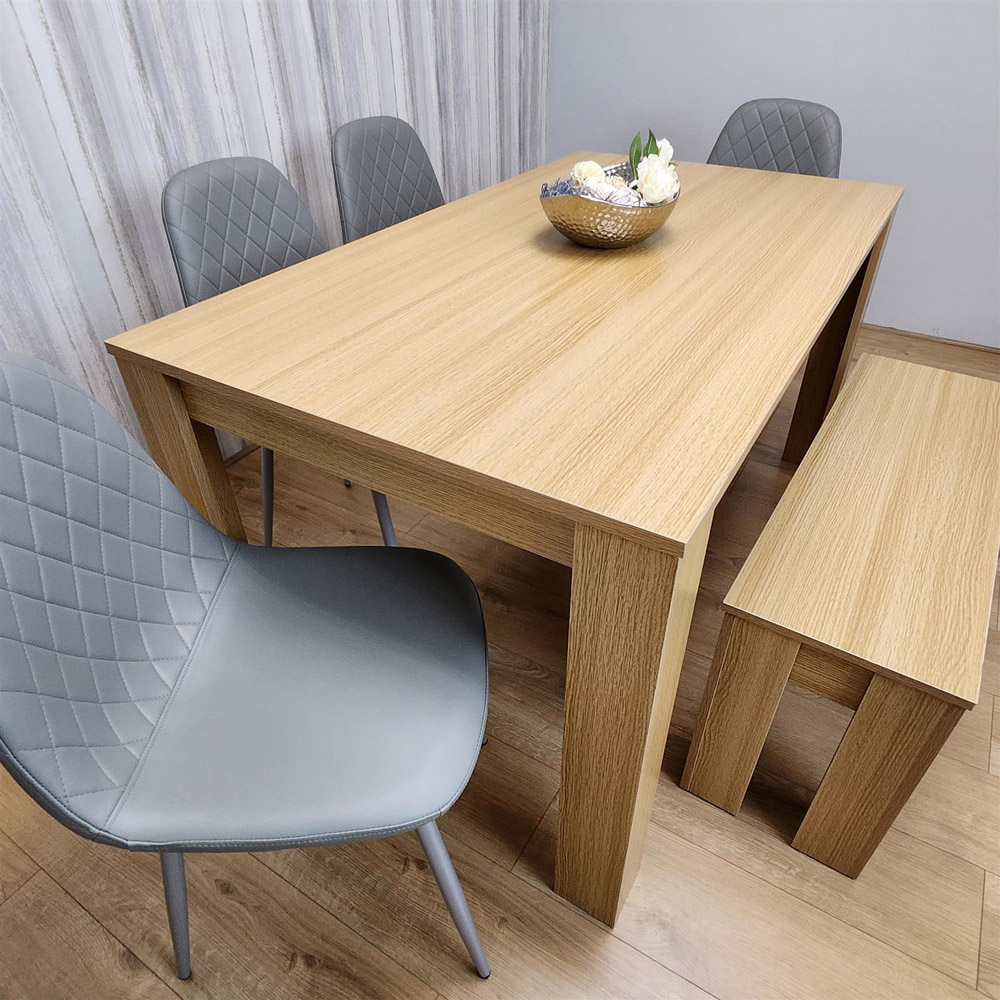 Portland 6 Seater Dining Set Oak Effect and Grey Image 6