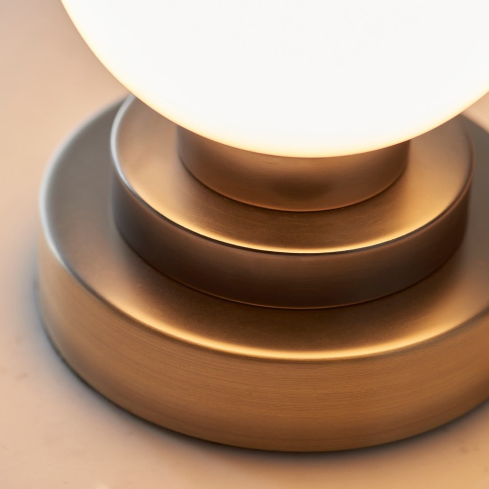 Siena Gloss Opal Glass Matt Antique Brass and Pewter Table Lamp Image 4