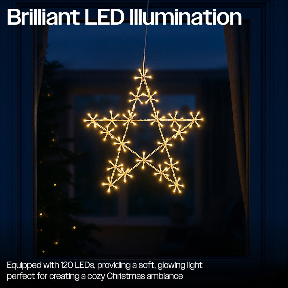 Xmas Haus 120 Warm White LED Metal Star Light 50 x 49cm Image 3