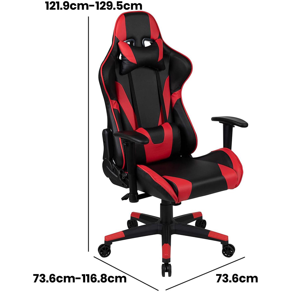 FWStyle X20 Black and Red Faux Leather Racer Style Deluxe Gaming Chair Image 6