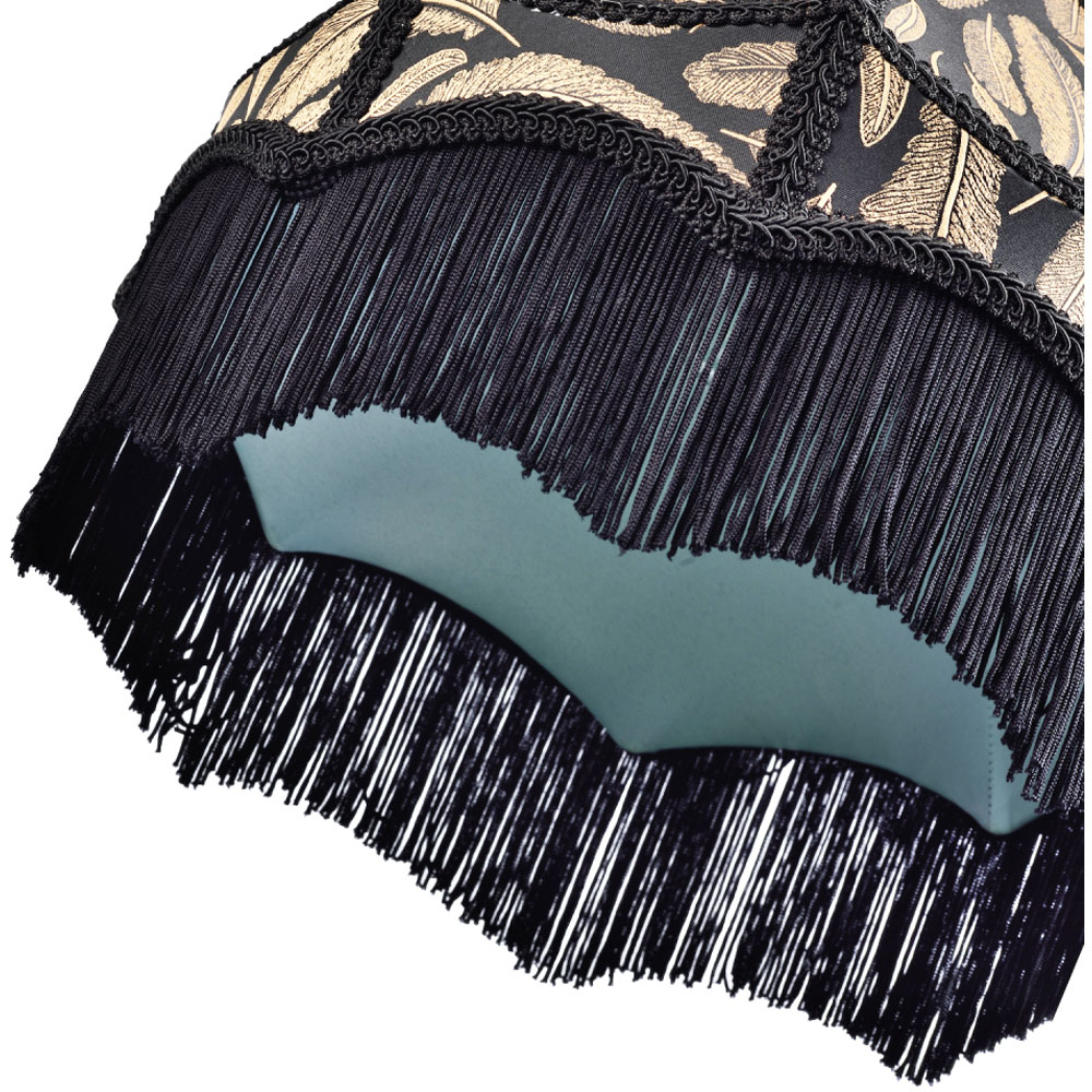 Happy Homewares Black Victorian Empire Tassels and Golden Leaves Pendant Shade Image 4