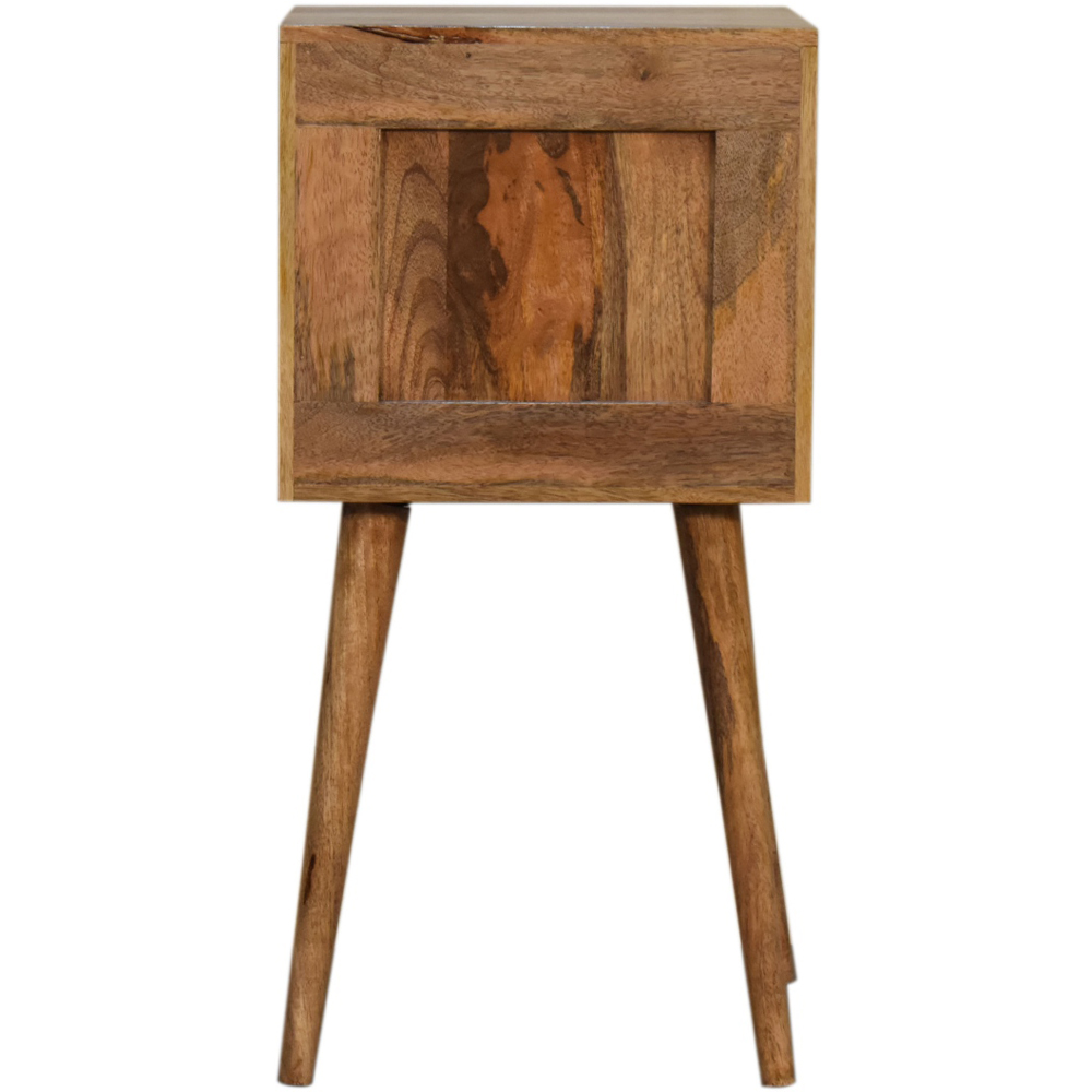 Artisan Furniture Oak-ish 2 Drawer Solid Wood Mini Cube Carved Bedside Table Image 5
