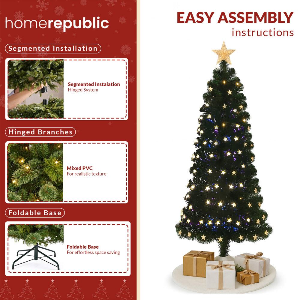 Noel Square Pre Lit LED Artificial Xmas Tree 5.9ft Image 4