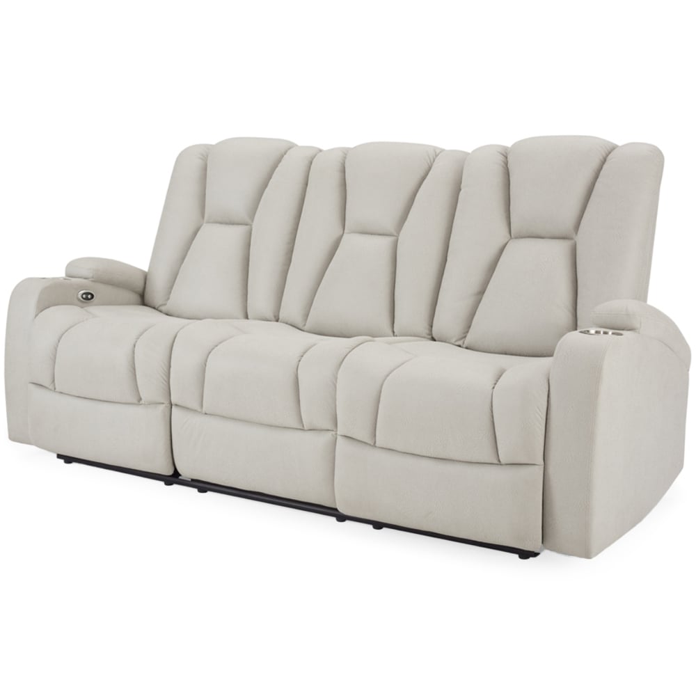 Home Detail Hannah 3 Seater Light Grey Air Leather Electric Recliner Sofa Image 2