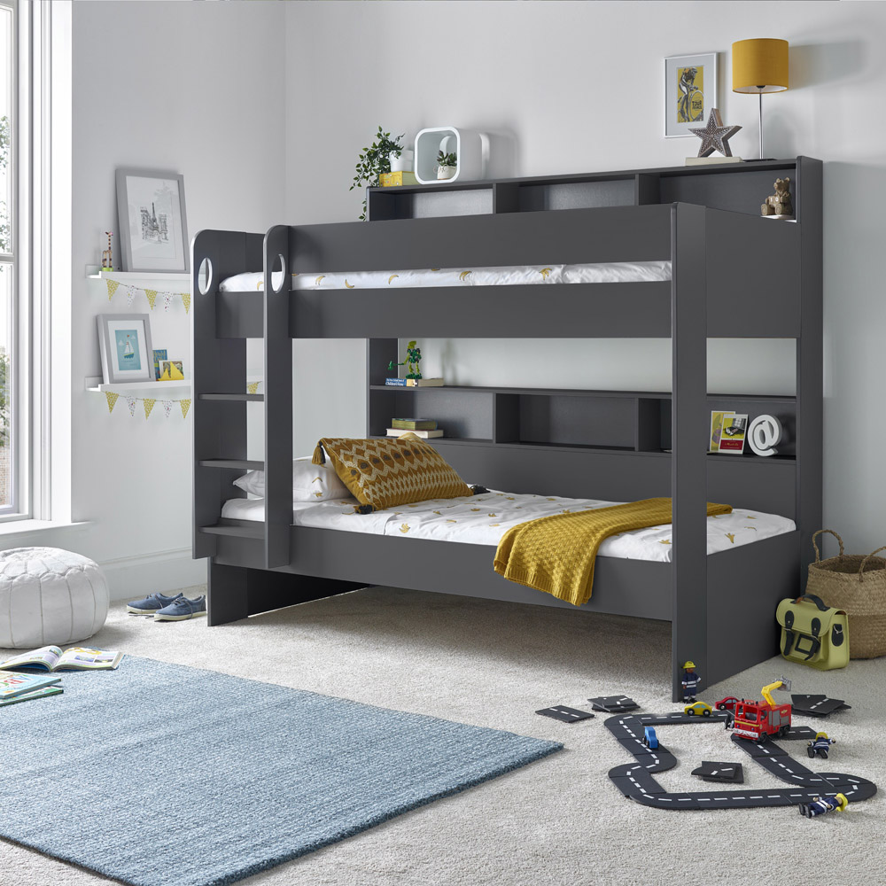 Oliver Onyx Grey Single Drawer Storage Bunk Bed with Pocket Mattresses Image 9