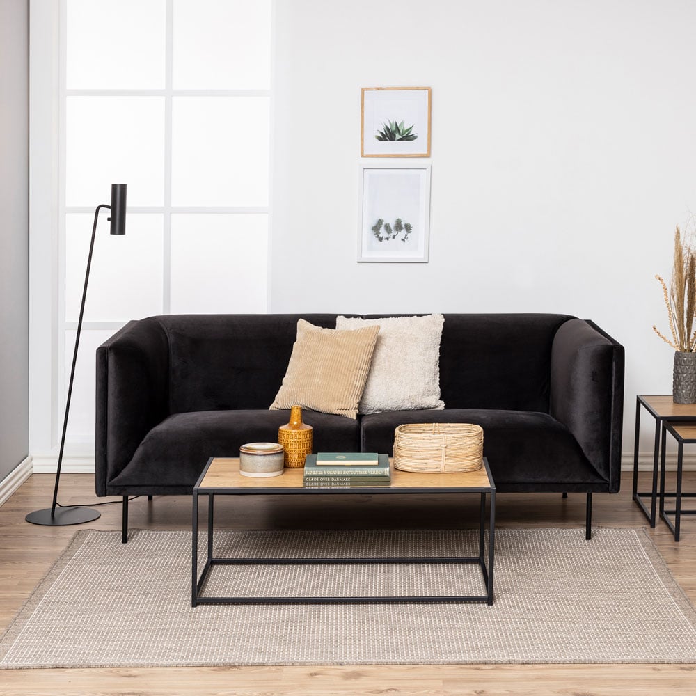 Florence Seaford Oak and Black Metal Coffee Table Image 9