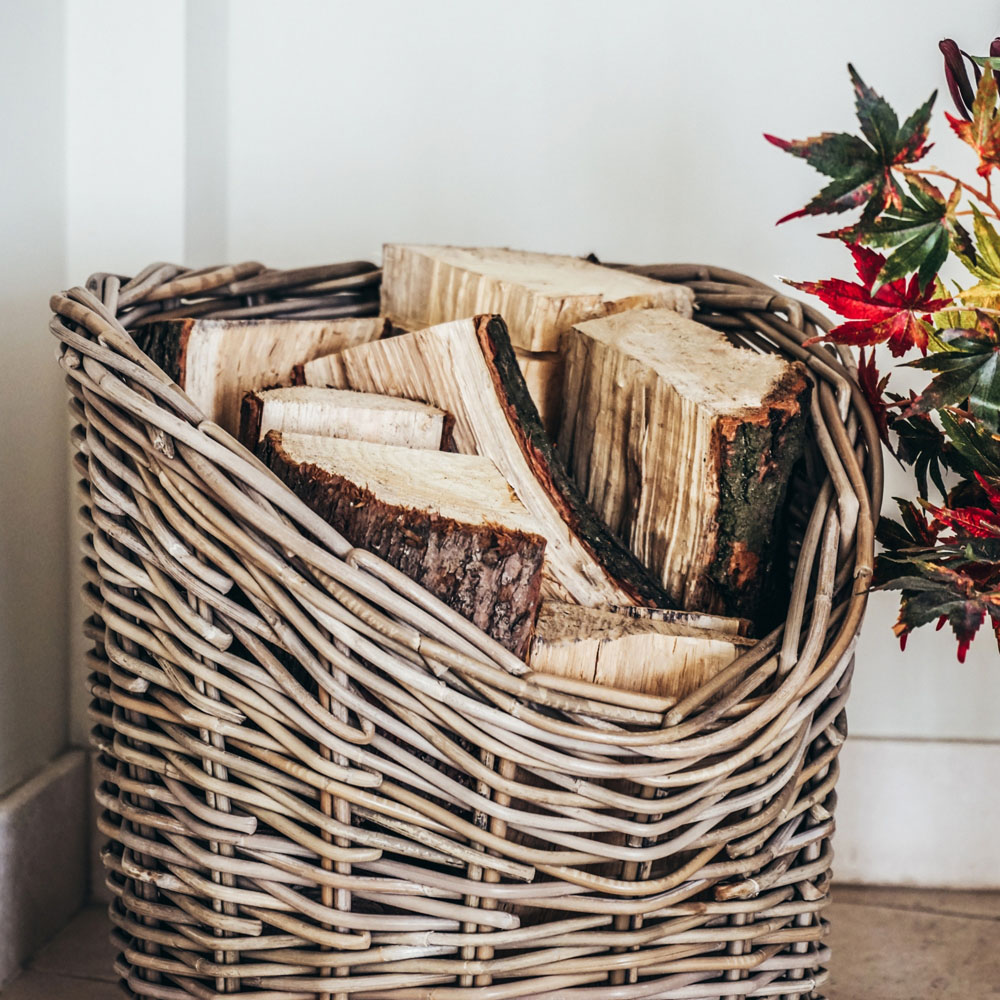 Ivyline Natural Wicker Round Rustic Log Basket Image 3