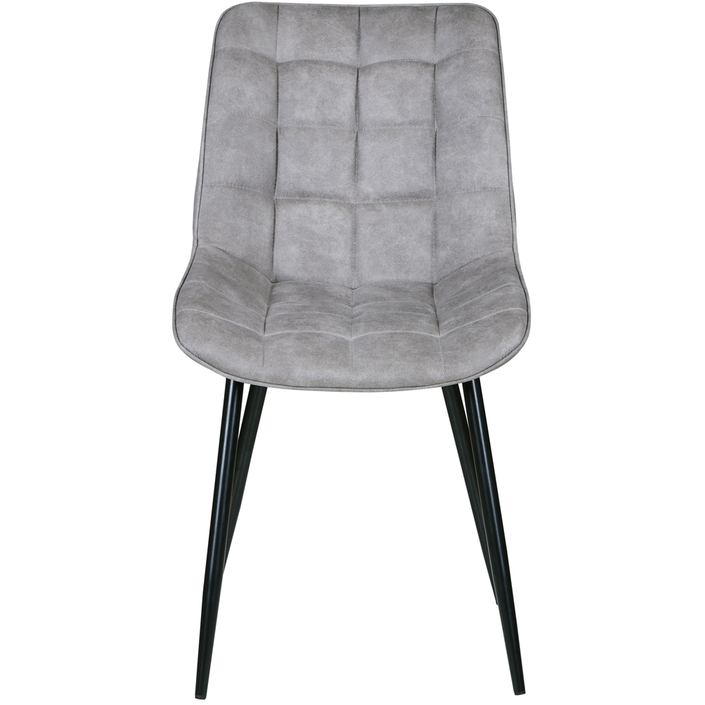 Alba Set of 2 Light Grey Suede Effect Plush Padded Dining Chairs Image 2