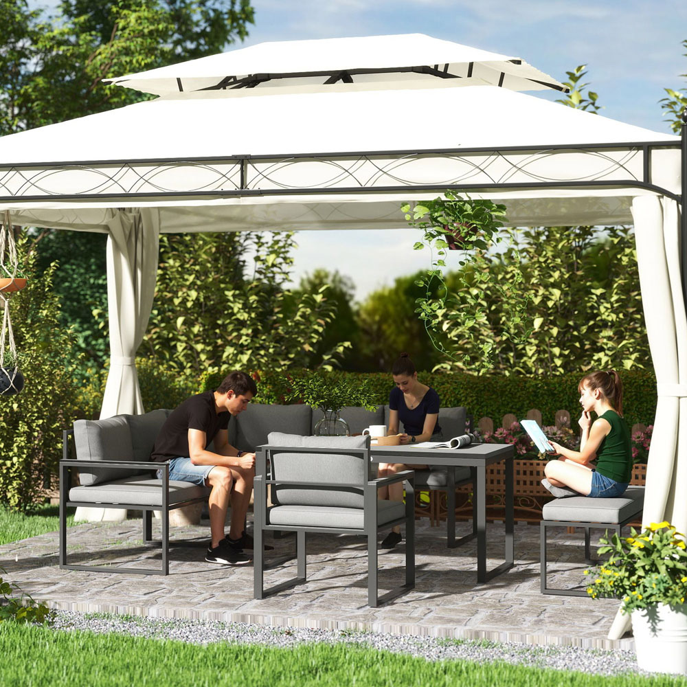 Outsunny 9 Seater Grey Garden Corner Sofa Set Image 3