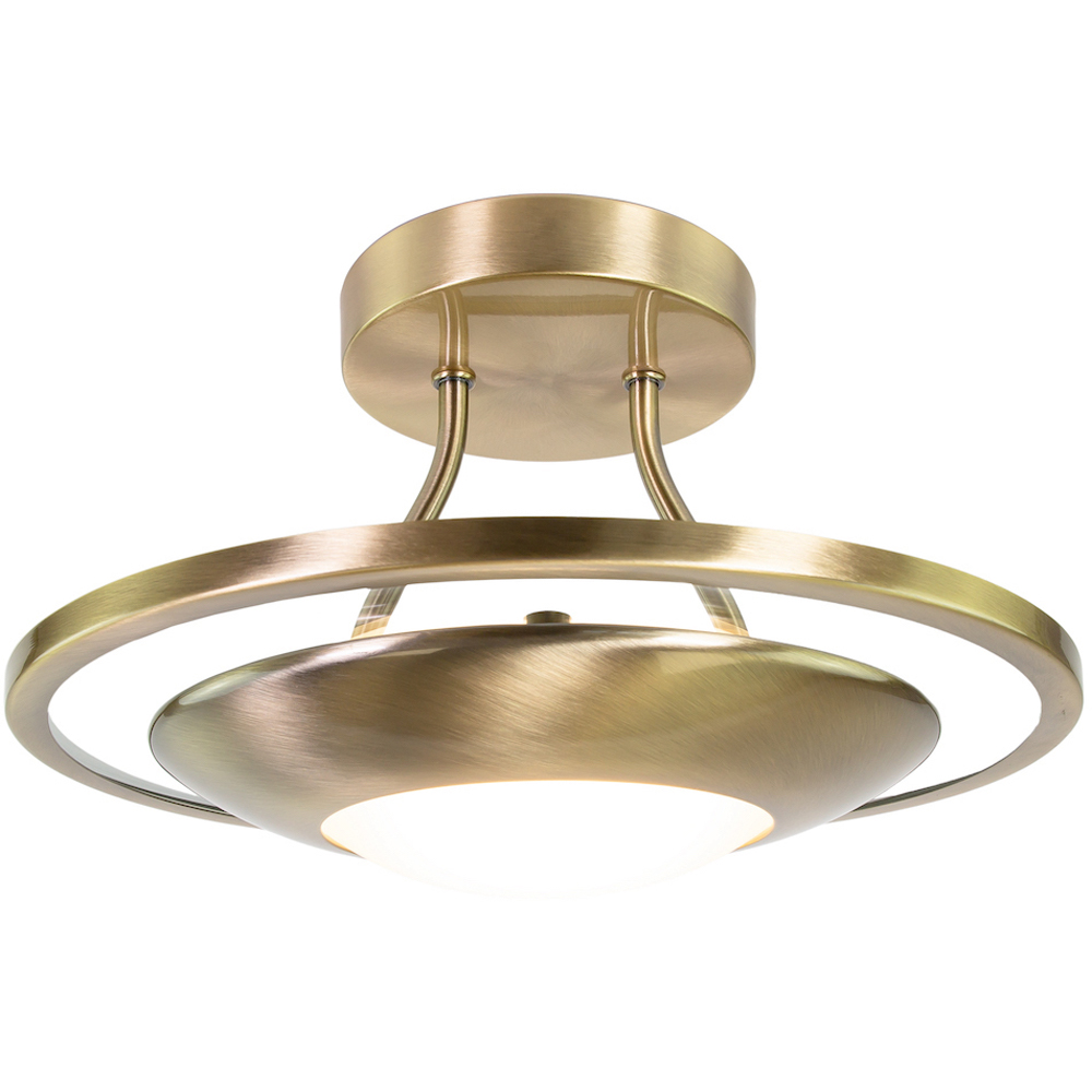 Happy Homewares Antique Brass LED Semi Flush Ceiling Light Image 5