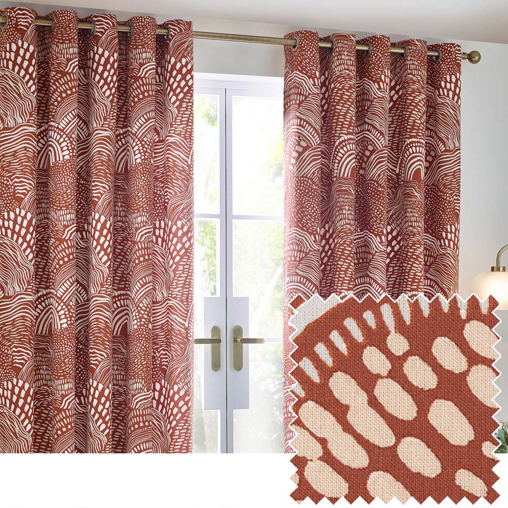 Hoem Nola Chestnut Abstract Eyelet Curtains 117 x 183cm Image 5