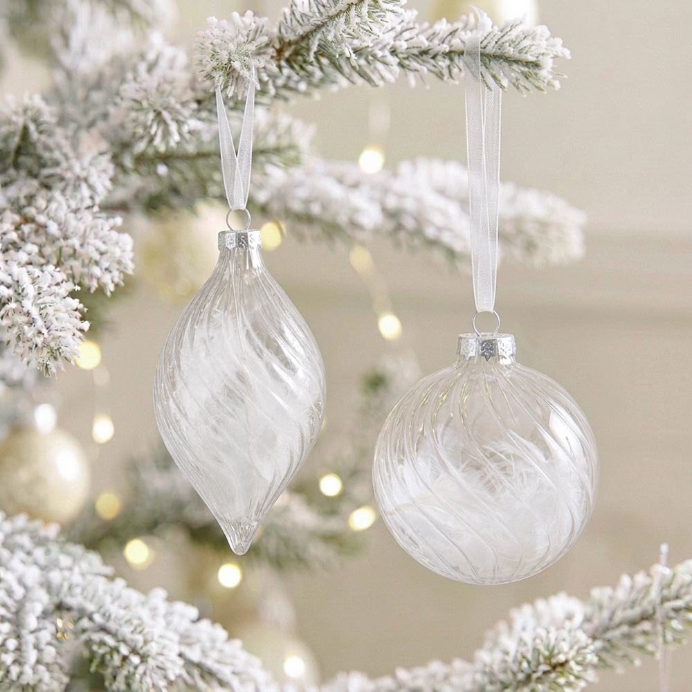Clear White Feather Bauble - White Image 3
