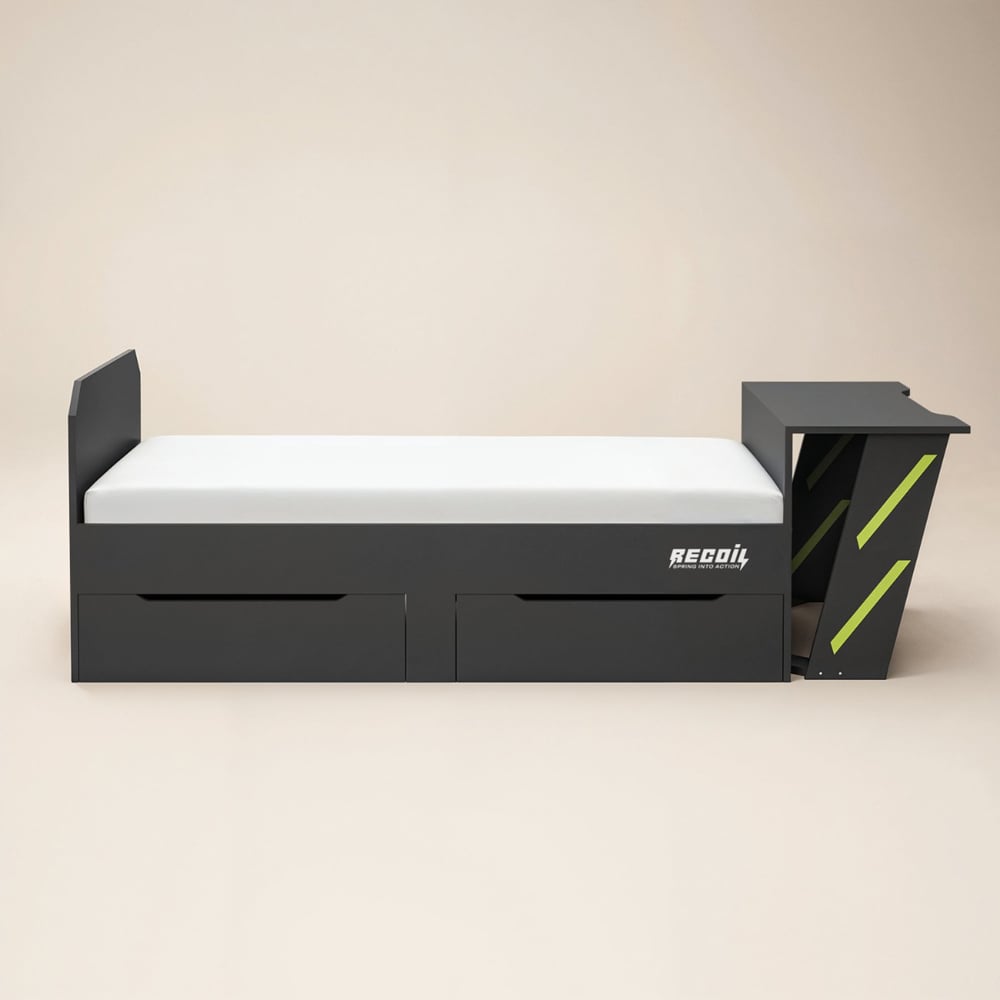 Flair Alister Single Charcoal and Green Gaming Bed with Desk Image 3