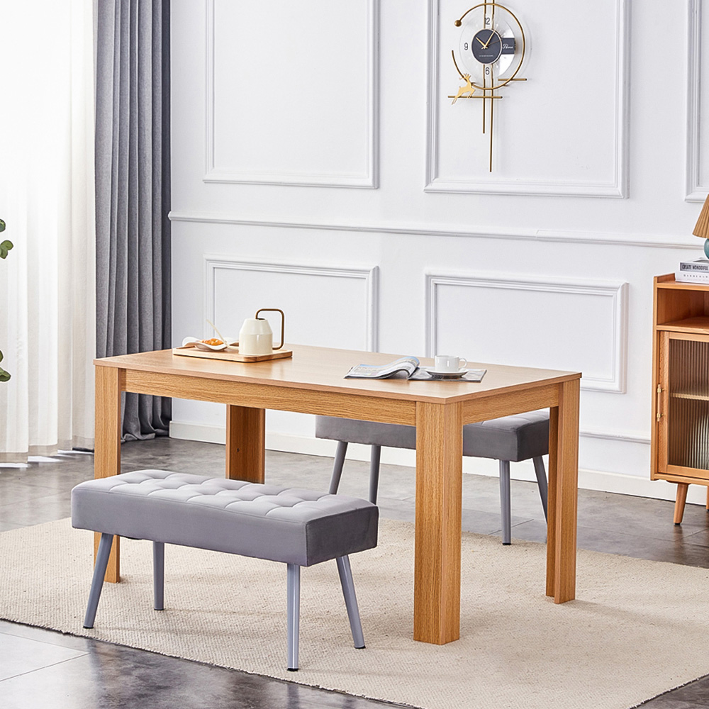 Kosy Koala 4 Seater Dining Set with Bench Oak Effect and Grey Velvet Image 4